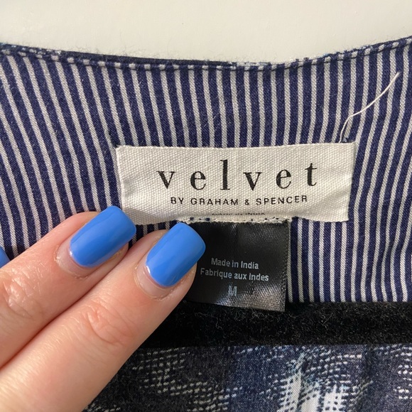 Velvet by Graham blue patterned romper with drawstring waist. - Picture 2 of 3